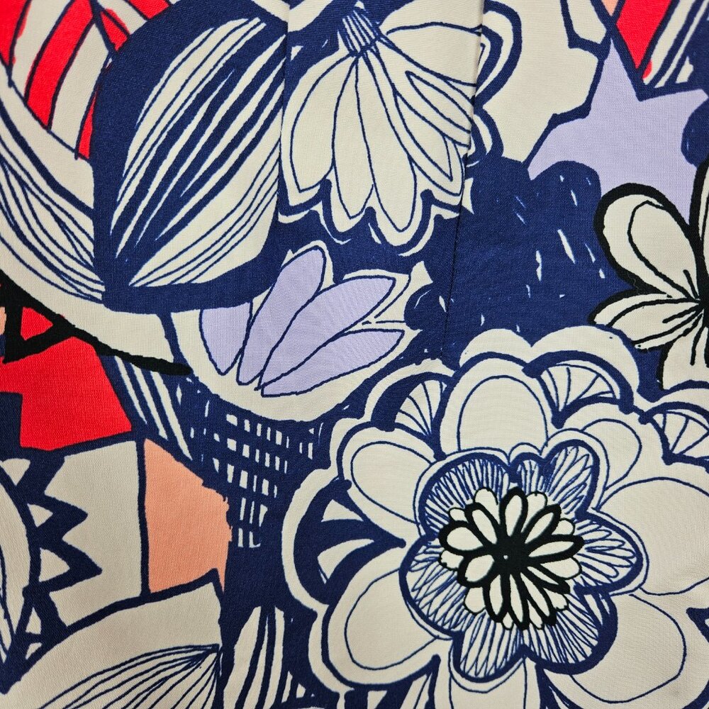 NWT Express Size 0 Pink Blue Retro Floral Print A-Line Mini Skirt Stretch $46.95 - Picture 3 of 8